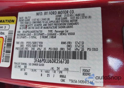 2013 Ford Fusion Hybrid Se из США, поврежденный, VIN 3FA6P0LU6DR356730